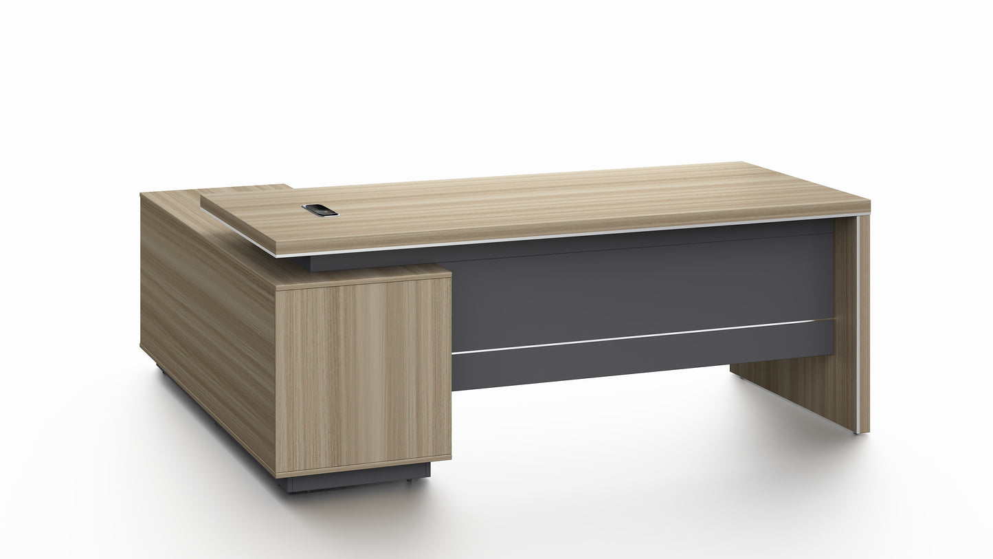 Modern Home Golden Oak Corner Executive Office Desk with Integrated Storage - 2000mm or 2200mm - PM02-D02