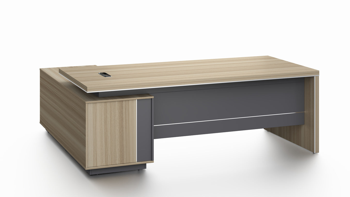 Modern Home Golden Oak Corner Executive Office Desk with Integrated Storage - 2000mm or 2200mm - PM02-D02