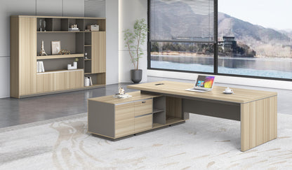 Modern Home Golden Oak Corner Executive Office Desk with Integrated Storage - 2000mm or 2200mm - PM02-D02