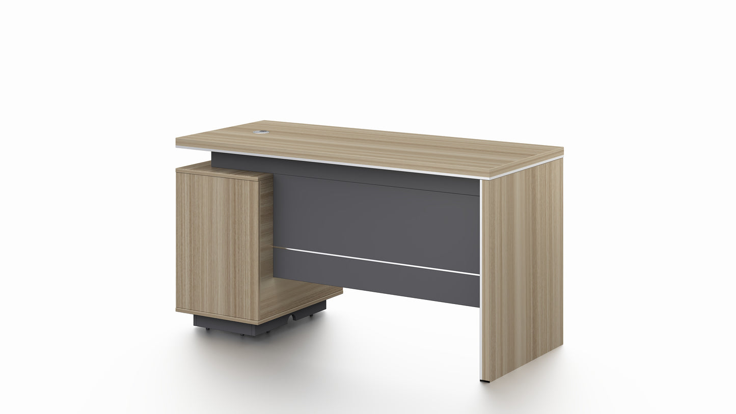 Modern Large Golden Oak Corner Executive Office Desk with Integrated Storage - 2400mm - PM02-D05