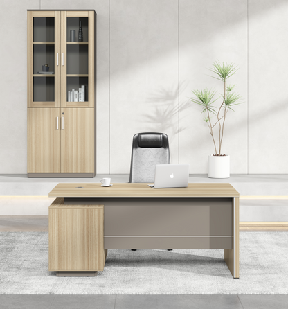 Modern Home Golden Oak Executive Office Desk with Integrated Storage - 1400mm - PM02-D03