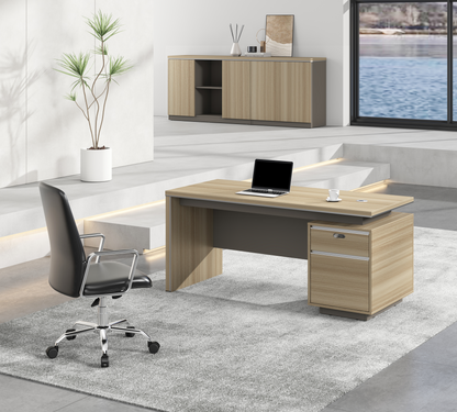 Modern Home Golden Oak Executive Office Desk with Integrated Storage - 1400mm - PM02-D03