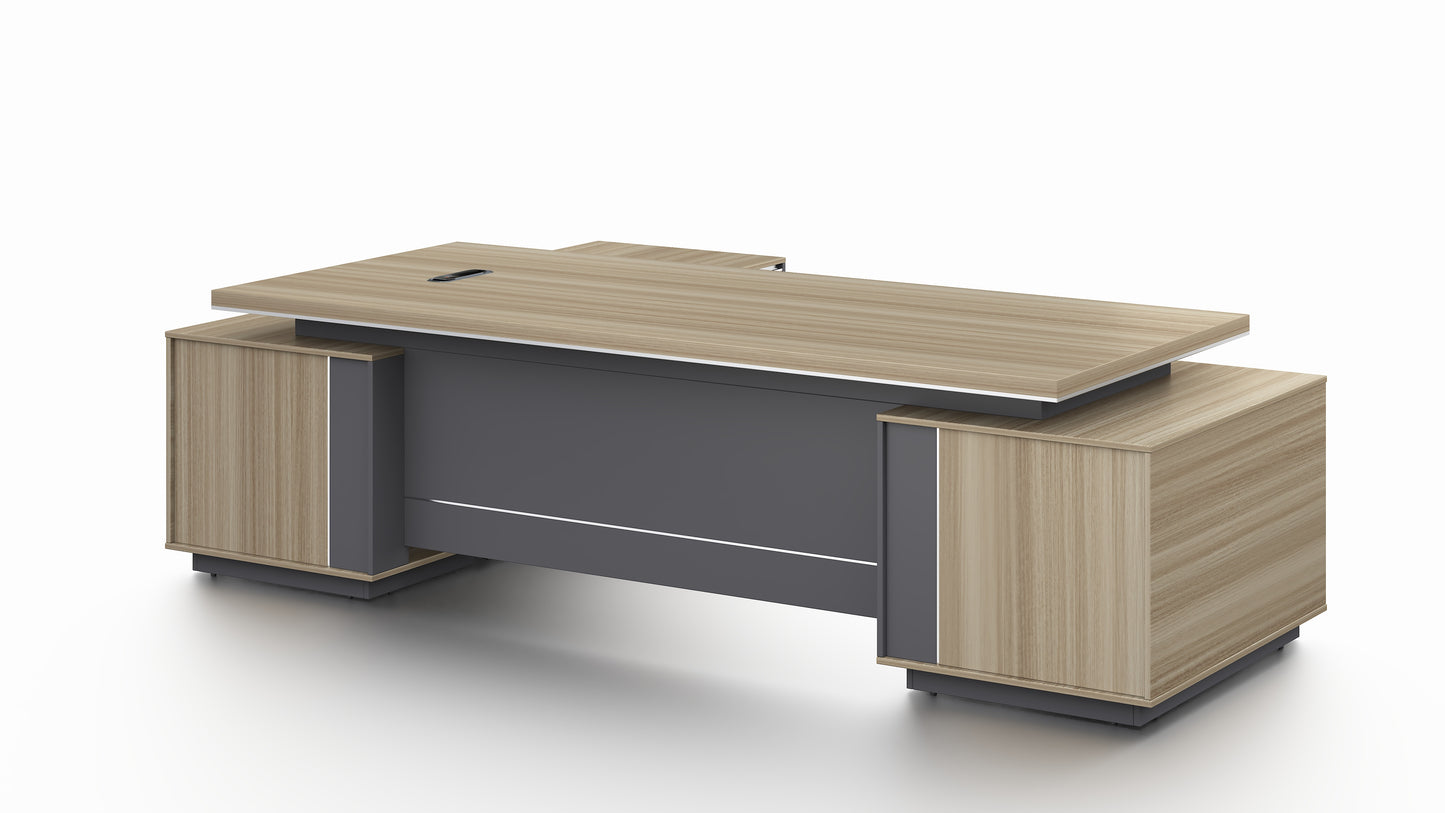 Modern Large Golden Oak Corner Executive Office Desk with Integrated Storage - 2800mm - PM02-D05