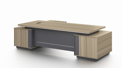 Modern Large Golden Oak Corner Executive Office Desk with Integrated Storage - 2800mm - PM02-D05
