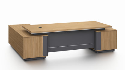 Modern Large Walnut Corner Executive Office Desk with Integrated Storage - 2800mm - PM02-D05