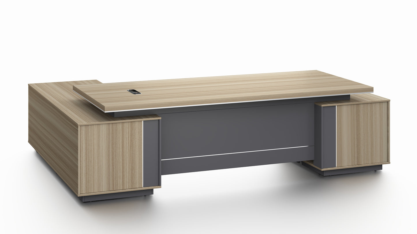 Modern Large Golden Oak Corner Executive Office Desk with Integrated Storage - 2800mm - PM02-D05