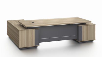 Modern Large Golden Oak Corner Executive Office Desk with Integrated Storage - 2800mm - PM02-D05