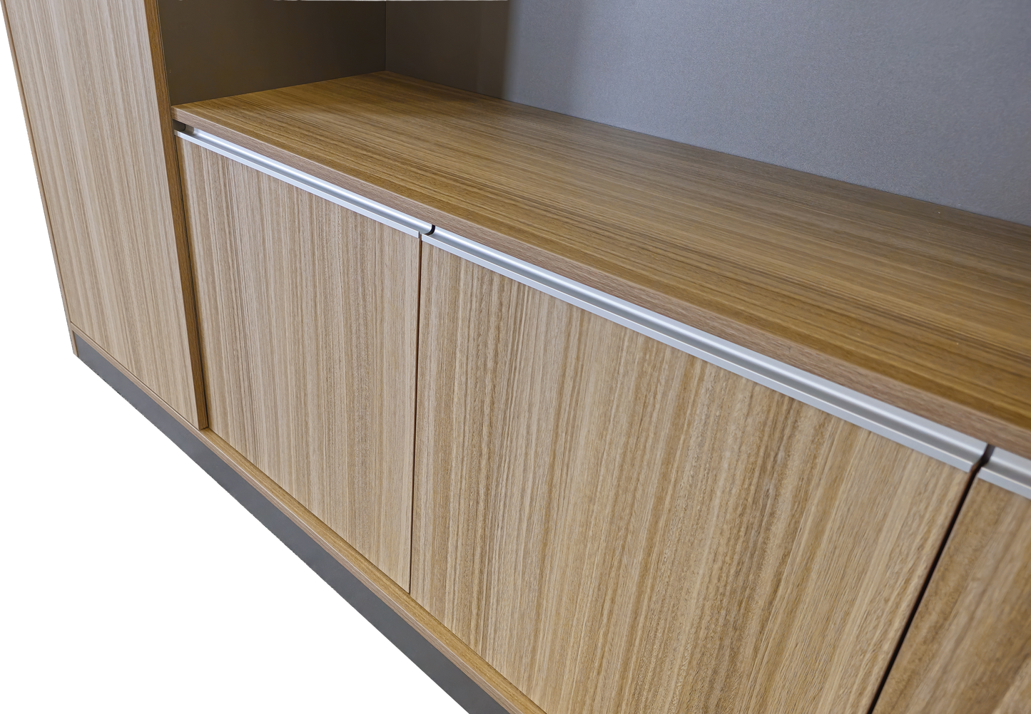 Modern Large Golden Oak Bookcase with Doors & Open Shelving - 2400mm - PM02-S01
