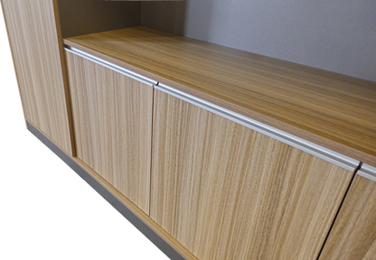 Modern Large Golden Oak Bookcase with Doors & Open Shelving - 2400mm - PM02-S01
