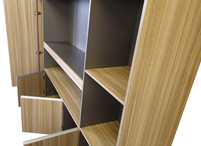 Modern Large Golden Oak Bookcase with Doors & Open Shelving - 2400mm - PM02-S01