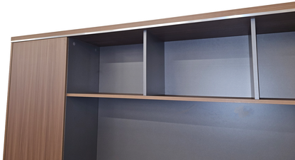 Modern Extra Large Walnut Bookcase with Doors & Open Shelving - 2800mm - PM02-S01