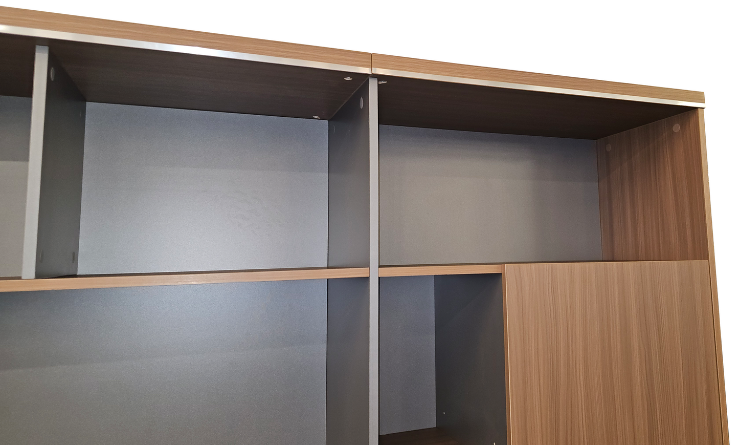 Modern Extra Large Walnut Bookcase with Doors & Open Shelving - 2800mm - PM02-S01