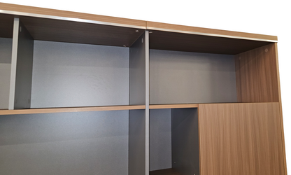 Modern Extra Large Walnut Bookcase with Doors & Open Shelving - 2800mm - PM02-S01