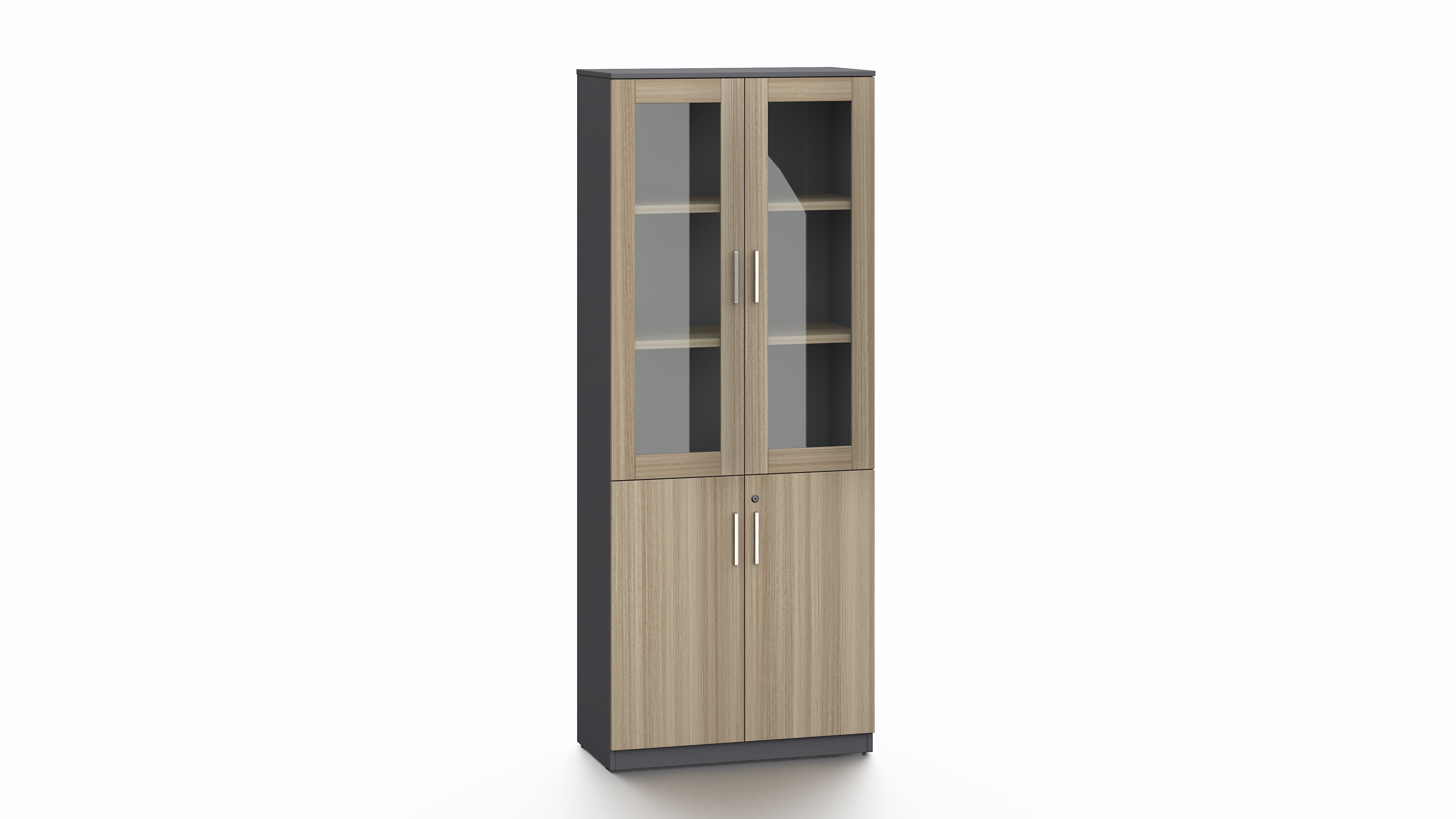 Modern Executive Golden Oak Two Glass Door Bookcase - 800mm - PM02-S03 Huddersfield