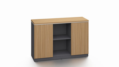 Modern Executive Walnut Open Storage Cupboard - 1200mm - PM02-S0312