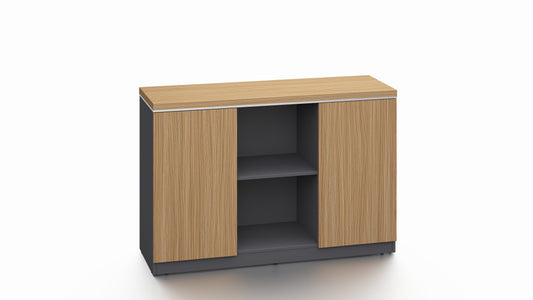 Modern Executive Walnut Open Storage Cupboard - 1200mm - PM02-S0312