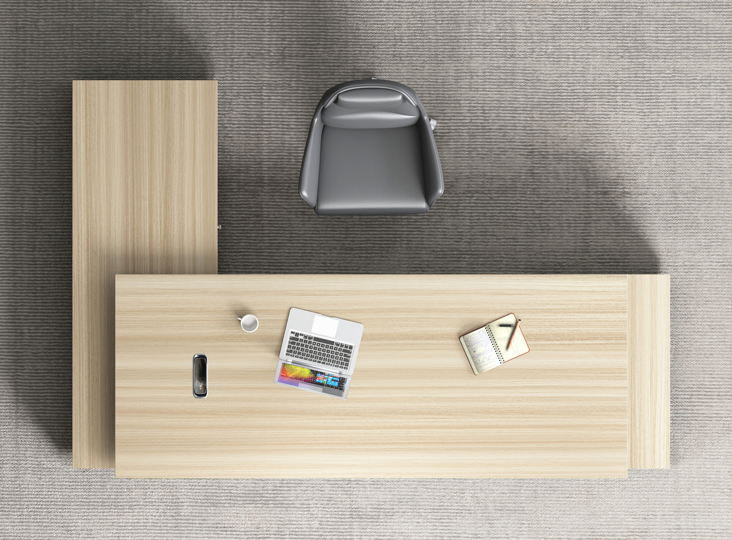 Modern Large Golden Oak Corner Executive Office Desk with Integrated Storage - 2400mm - PM02-D05