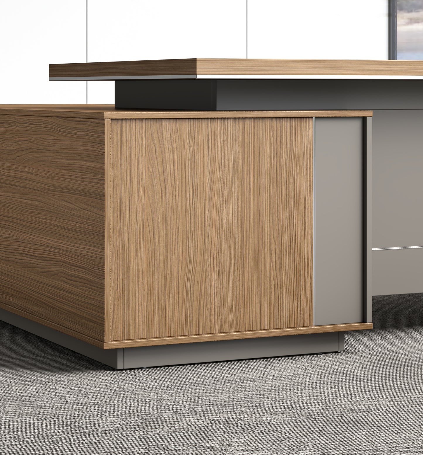 Modern Large Walnut Corner Executive Office Desk with Integrated Storage - 2800mm - PM02-D05