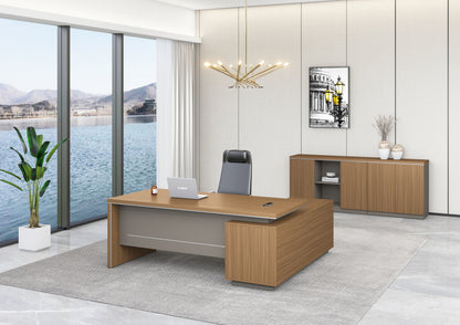 Modern Home Walnut Corner Executive Office Desk with Integrated Storage - 1400mm - PM02-D01-14