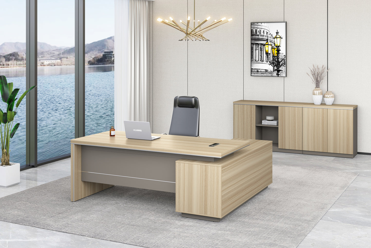 Modern Home Golden Oak Corner Executive Office Desk with Integrated Storage - 1600mm or 1800mm - PM02-D01