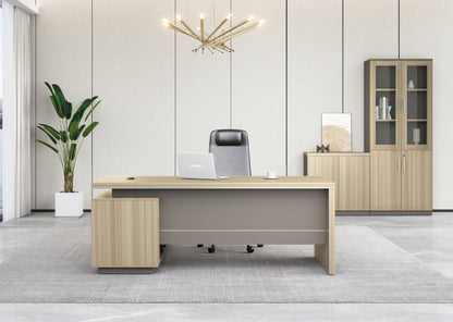 Modern Home Golden Oak Corner Executive Office Desk with Integrated Storage - 1600mm or 1800mm - PM02-D01
