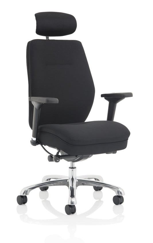 Domino High Back Black Ergonomic Posture Chair with Headrest and Height Adjustable Arms