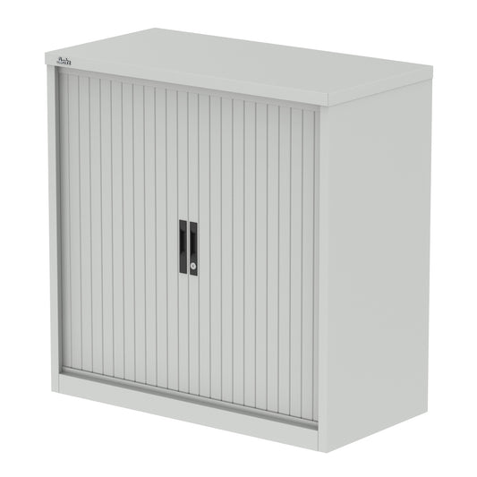Qube Side Metal Tambour Cupboard With Shelves - 1000mm or 2000mm Tall - Multiple Colour Options