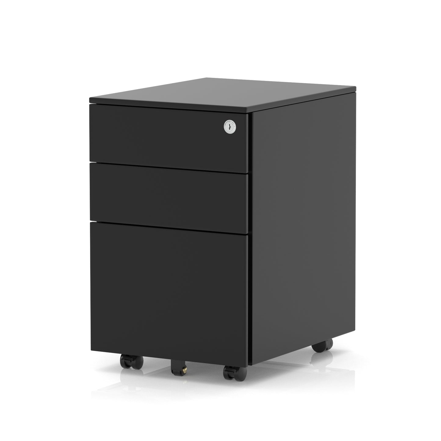 Mobile Steel Three Drawer Pedestal on Wheels - 394mm - Black, Silver or White Colour Option