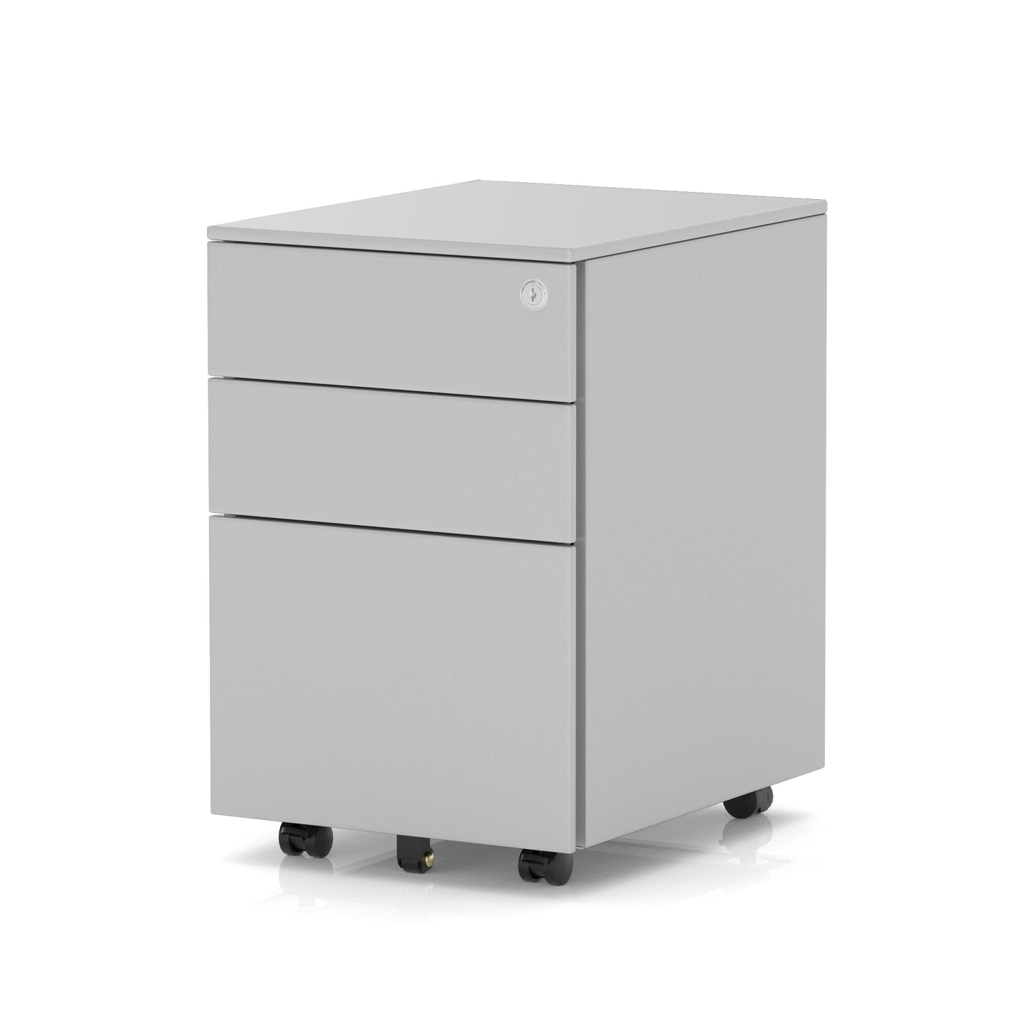 Mobile Steel Three Drawer Pedestal on Wheels - 394mm - Black, Silver or White Colour Option
