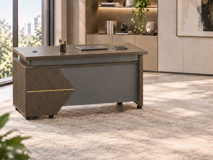 Luxury Wenge Herringbone Executive Straight Desk with Integrated Storage - 1400mm - DG42-D08