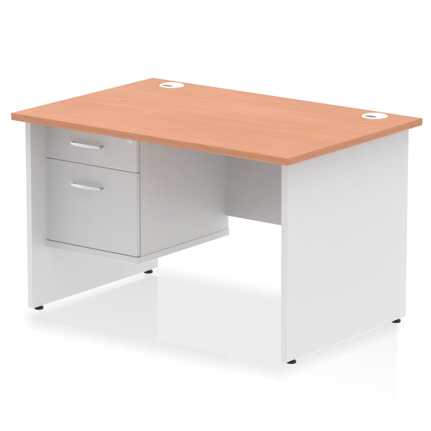 Impulse Panel End Straight Desk With Single Fixed Pedestal - 1200mm - Multiple Colour Options