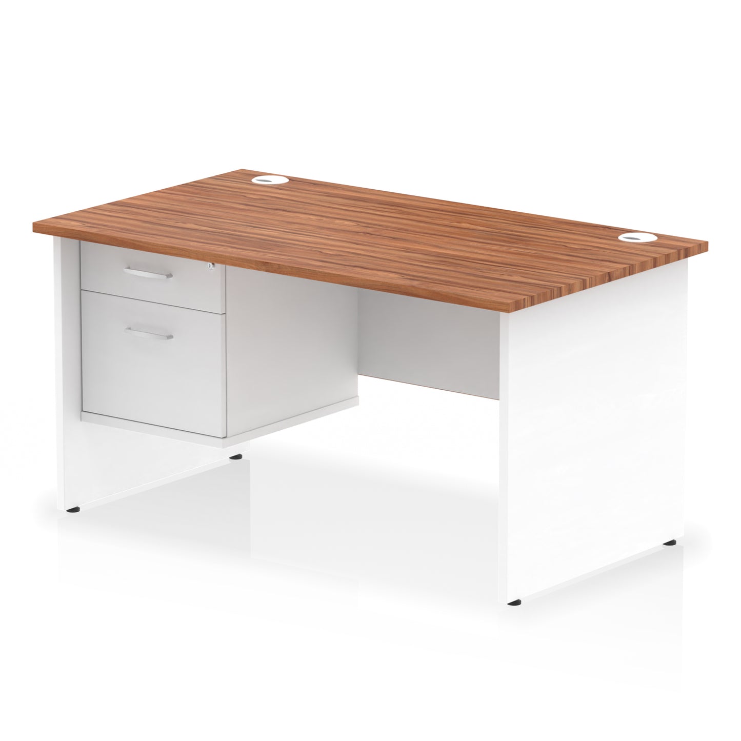 Impulse Panel End Straight Desk With Single Fixed Pedestal - 1400mm - Multiple Colour Options