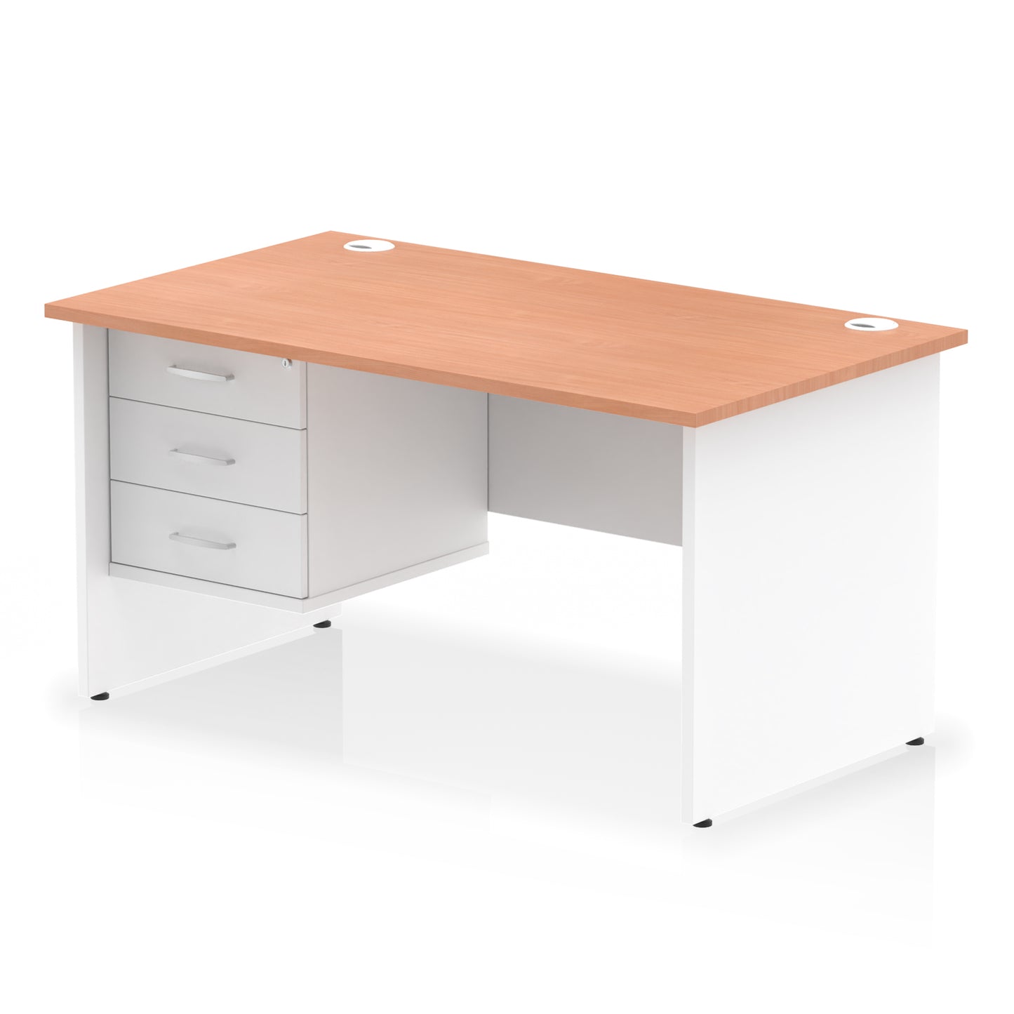 Impulse Panel End Straight Desk With Single Fixed Pedestal - 1400mm - Multiple Colour Options