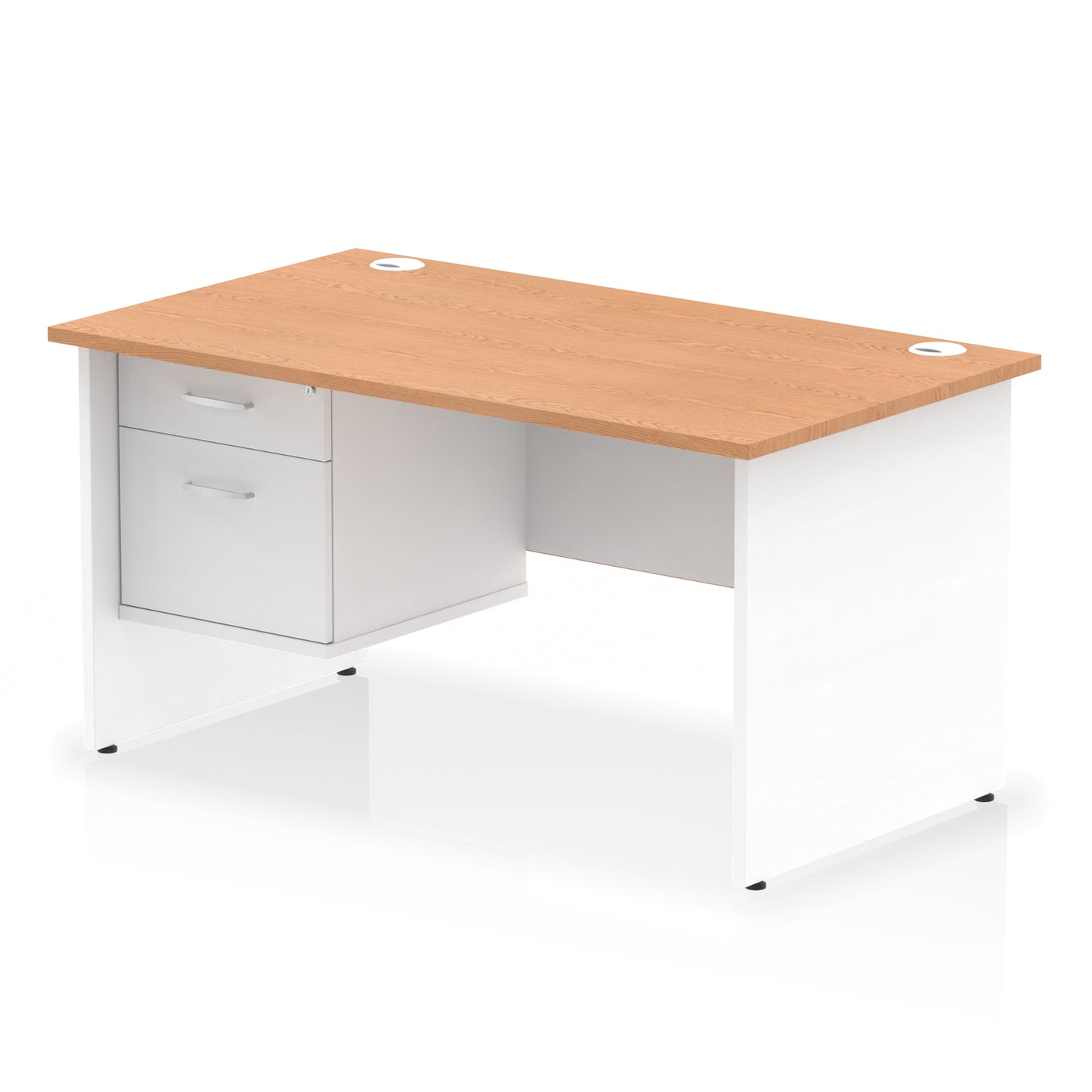 Impulse Panel End Straight Desk With Single Fixed Pedestal - 1400mm - Multiple Colour Options