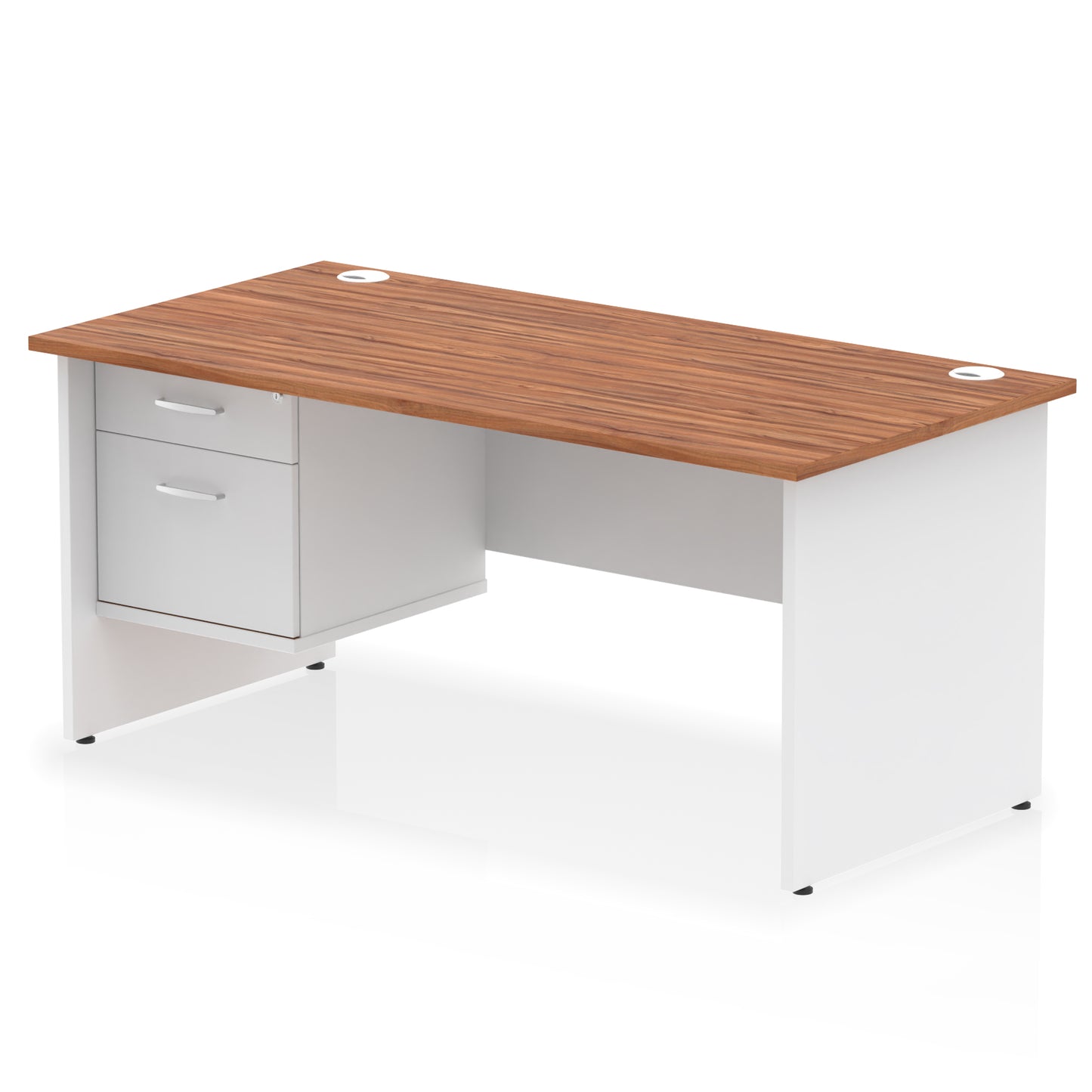 Impulse Panel End Straight Desk With Single Fixed Pedestal - 1600mm - Multiple Colour Options