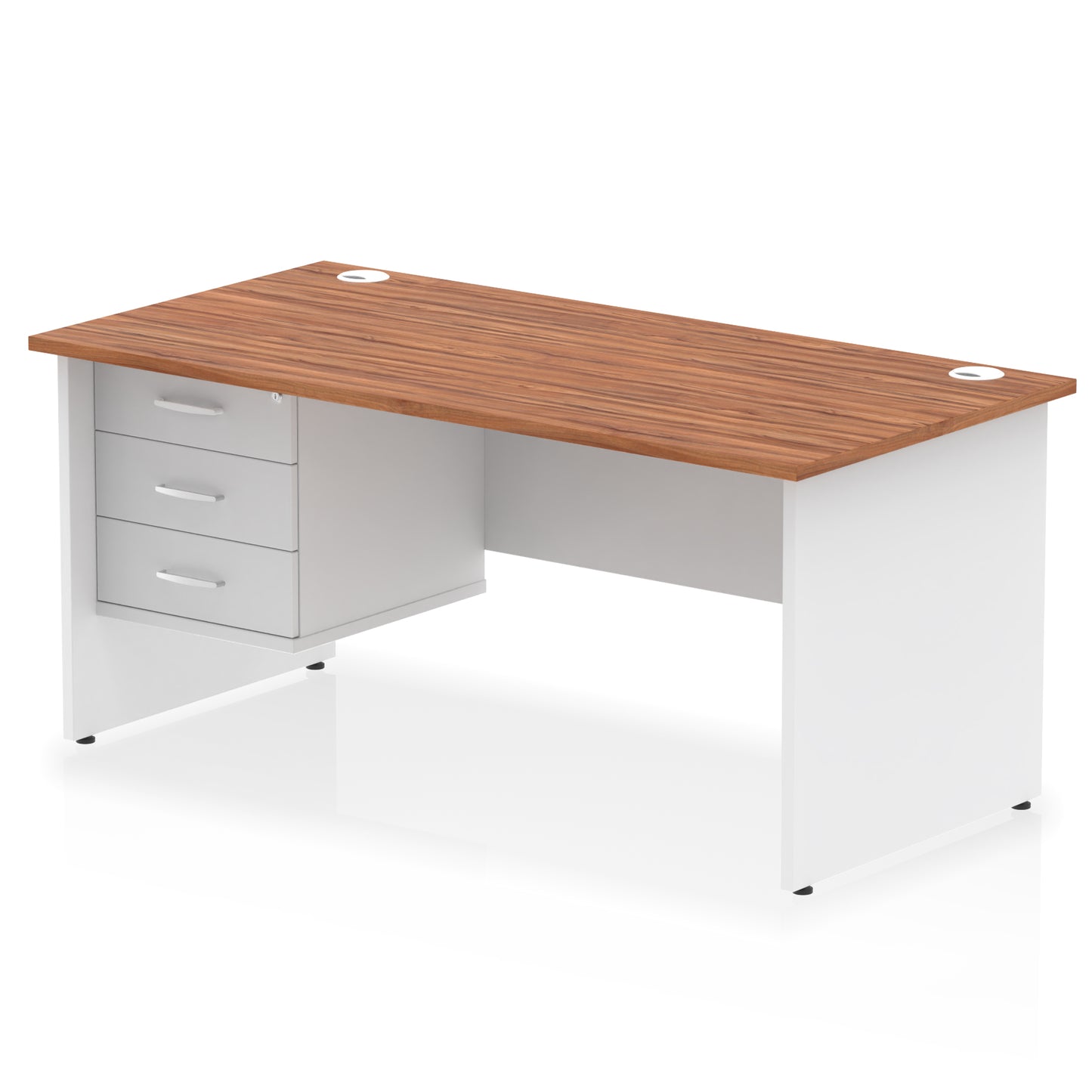 Impulse Panel End Straight Desk With Single Fixed Pedestal - 1600mm - Multiple Colour Options