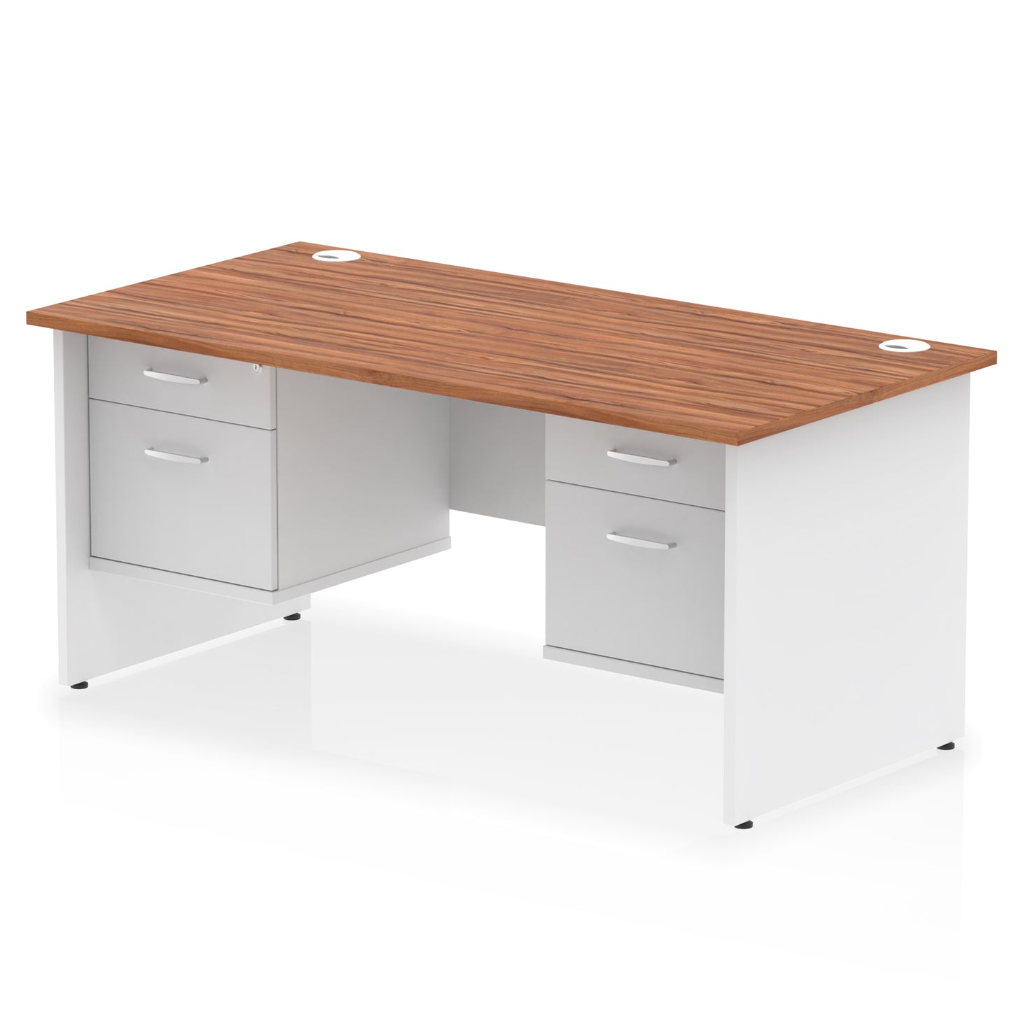 Impulse Panel End Straight Desk With Two Fixed Pedestal - 1600mm - Multiple Colour Options