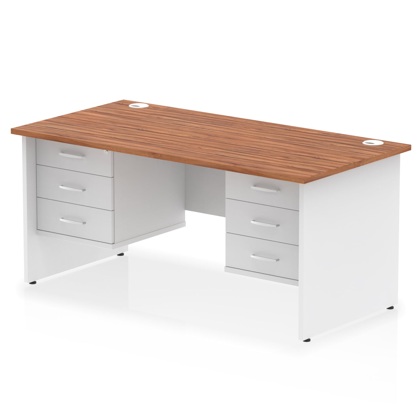 Impulse Panel End Straight Desk With Two Fixed Pedestal - 1600mm - Multiple Colour Options