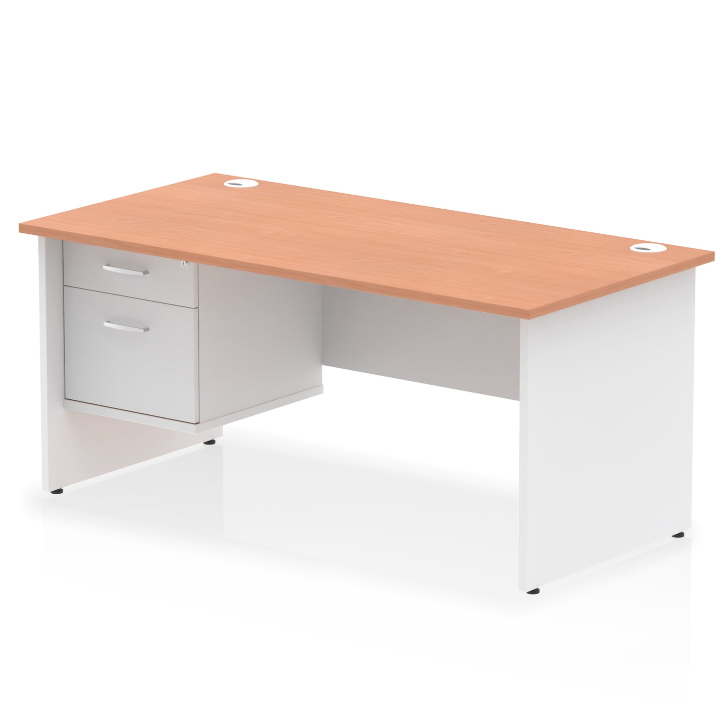 Impulse Panel End Straight Desk With Single Fixed Pedestal - 1600mm - Multiple Colour Options