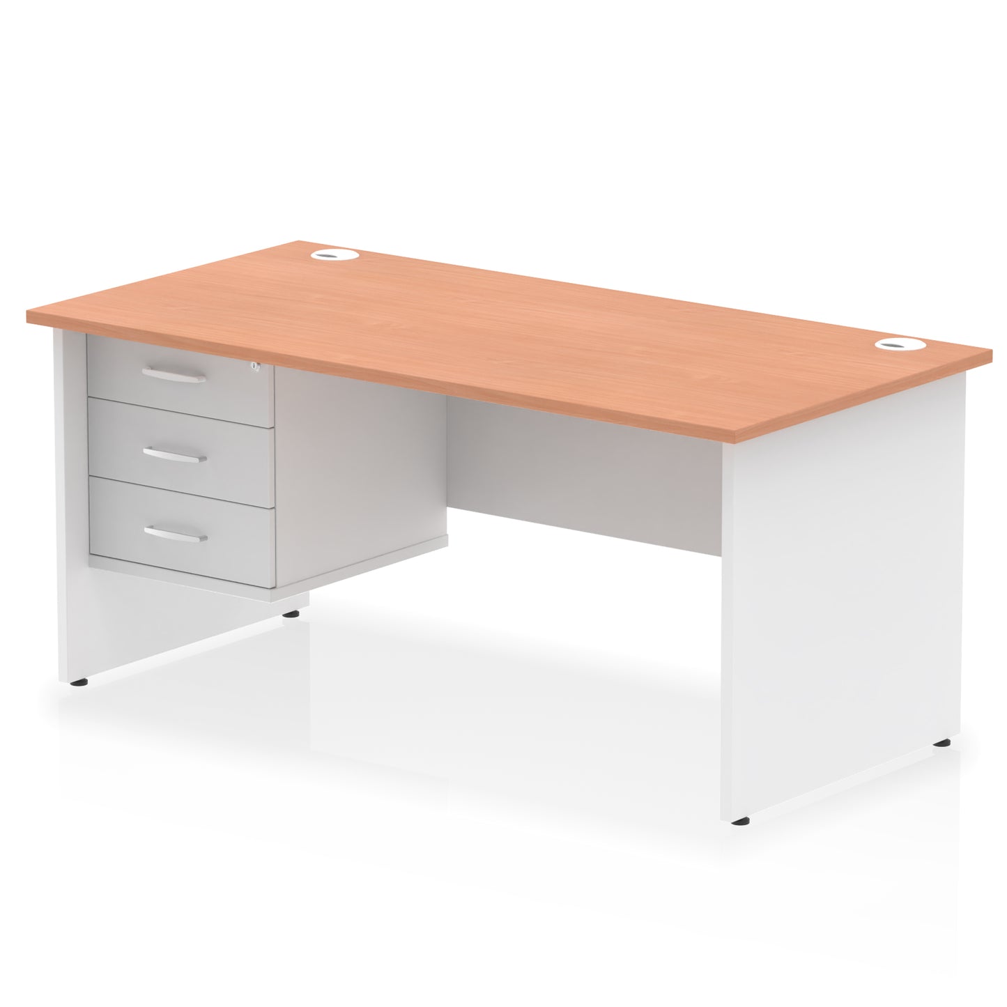 Impulse Panel End Straight Desk With Single Fixed Pedestal - 1600mm - Multiple Colour Options