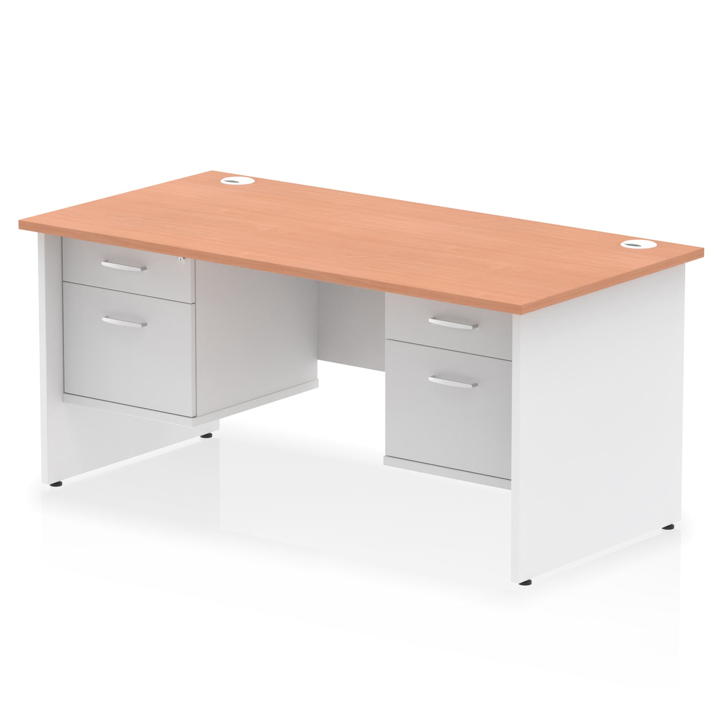 Impulse Panel End Straight Desk With Two Fixed Pedestal - 1600mm - Multiple Colour Options