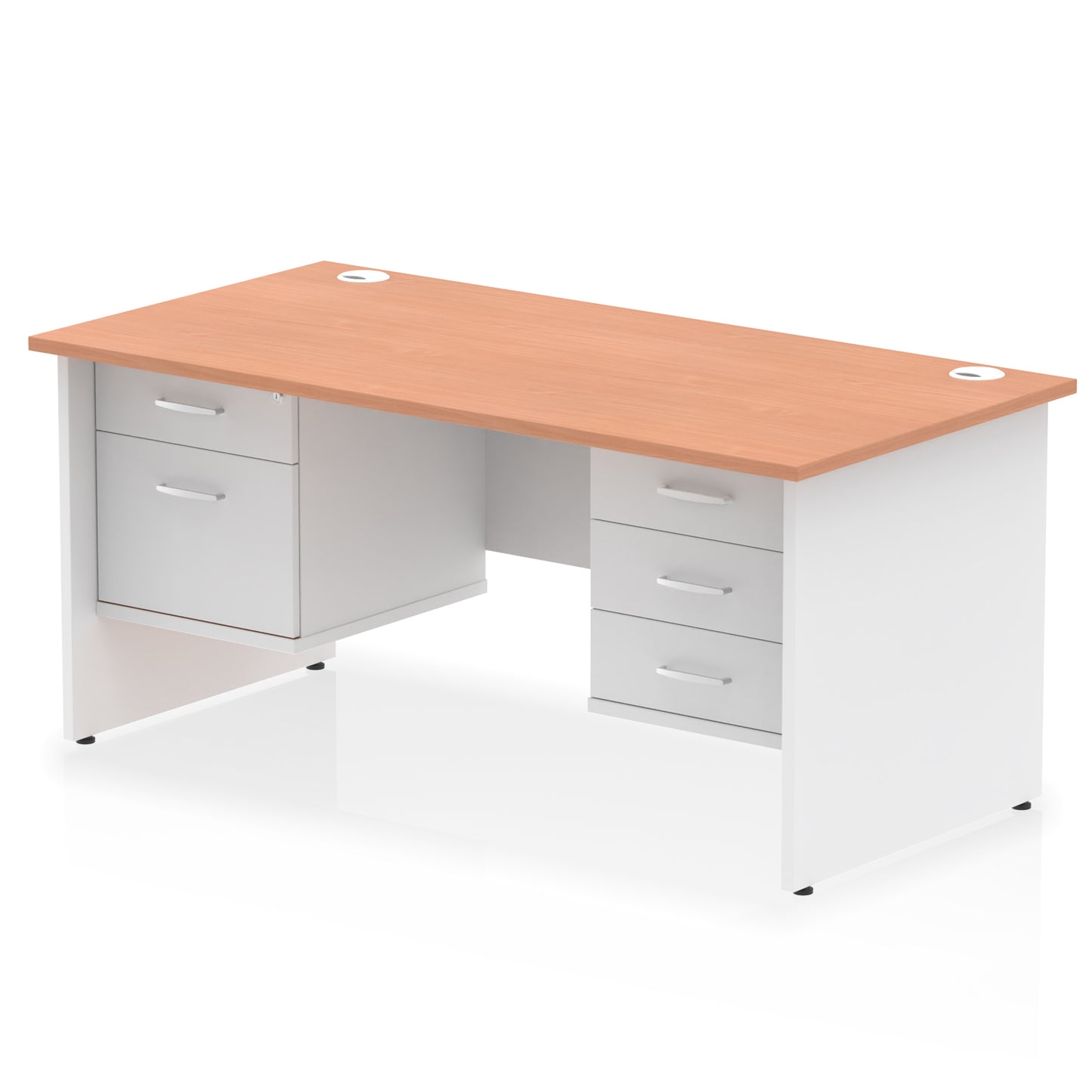 Impulse Panel End Straight Desk With Two Fixed Pedestal - 1600mm - Multiple Colour Options