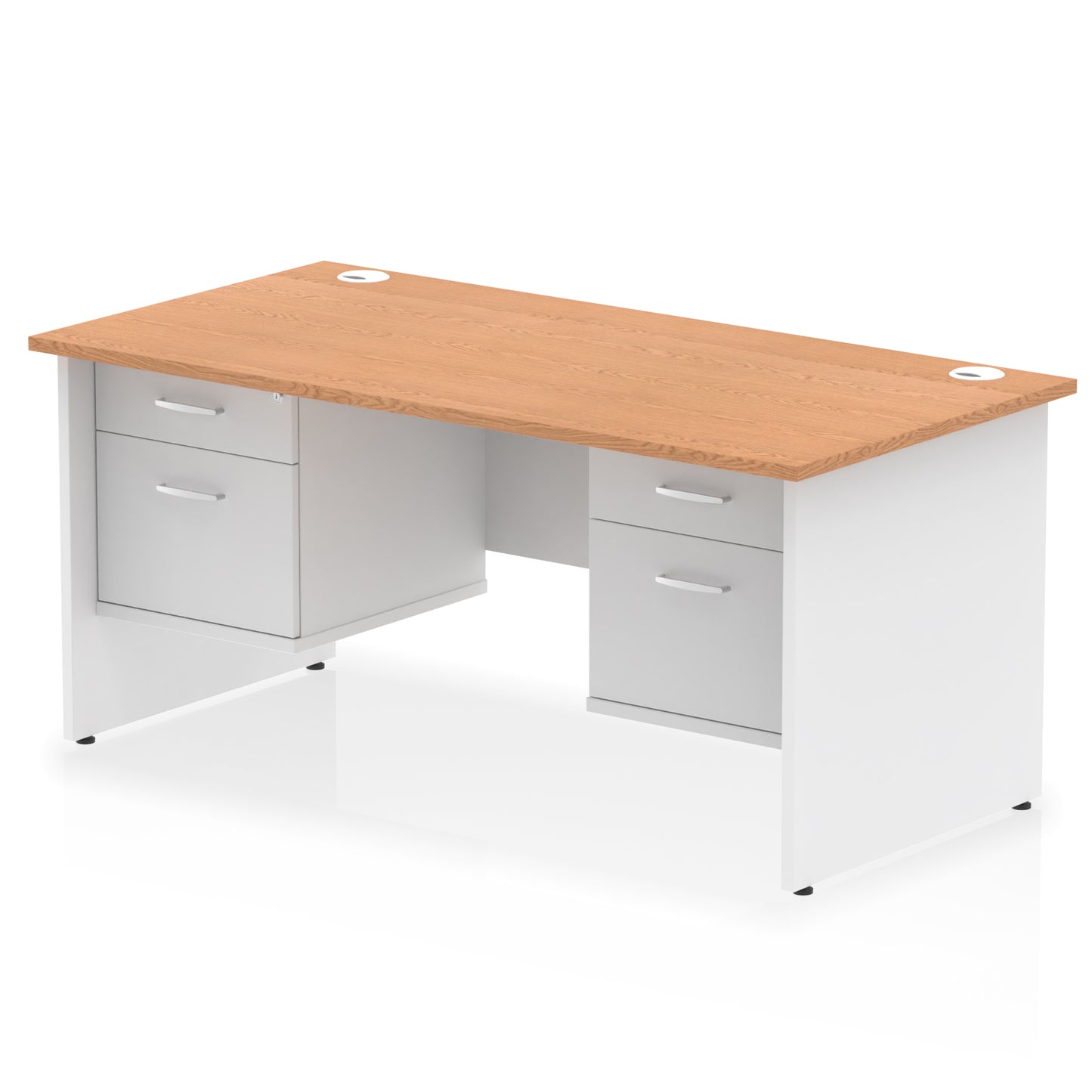 Impulse Panel End Straight Desk With Two Fixed Pedestal - 1600mm - Multiple Colour Options