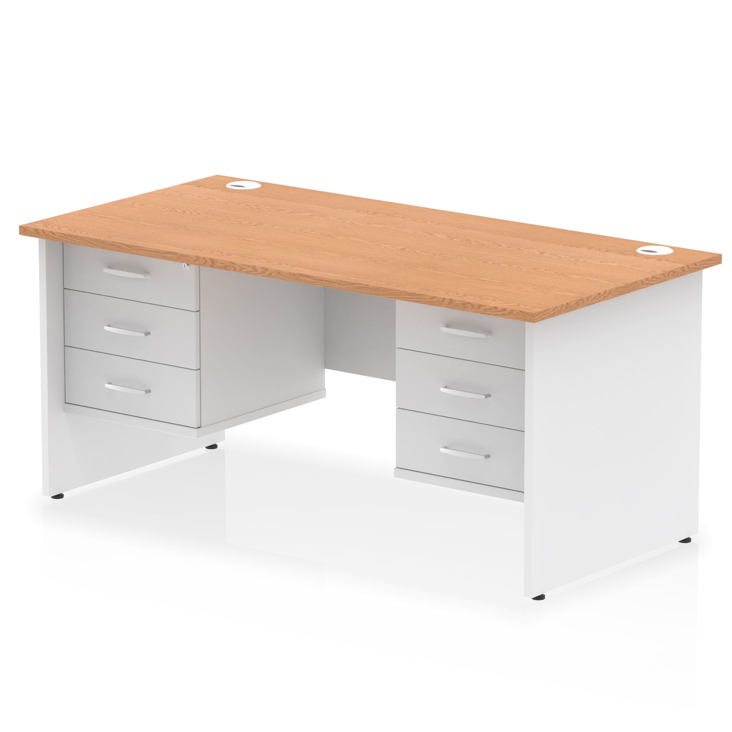 Impulse Panel End Straight Desk With Two Fixed Pedestal - 1600mm - Multiple Colour Options