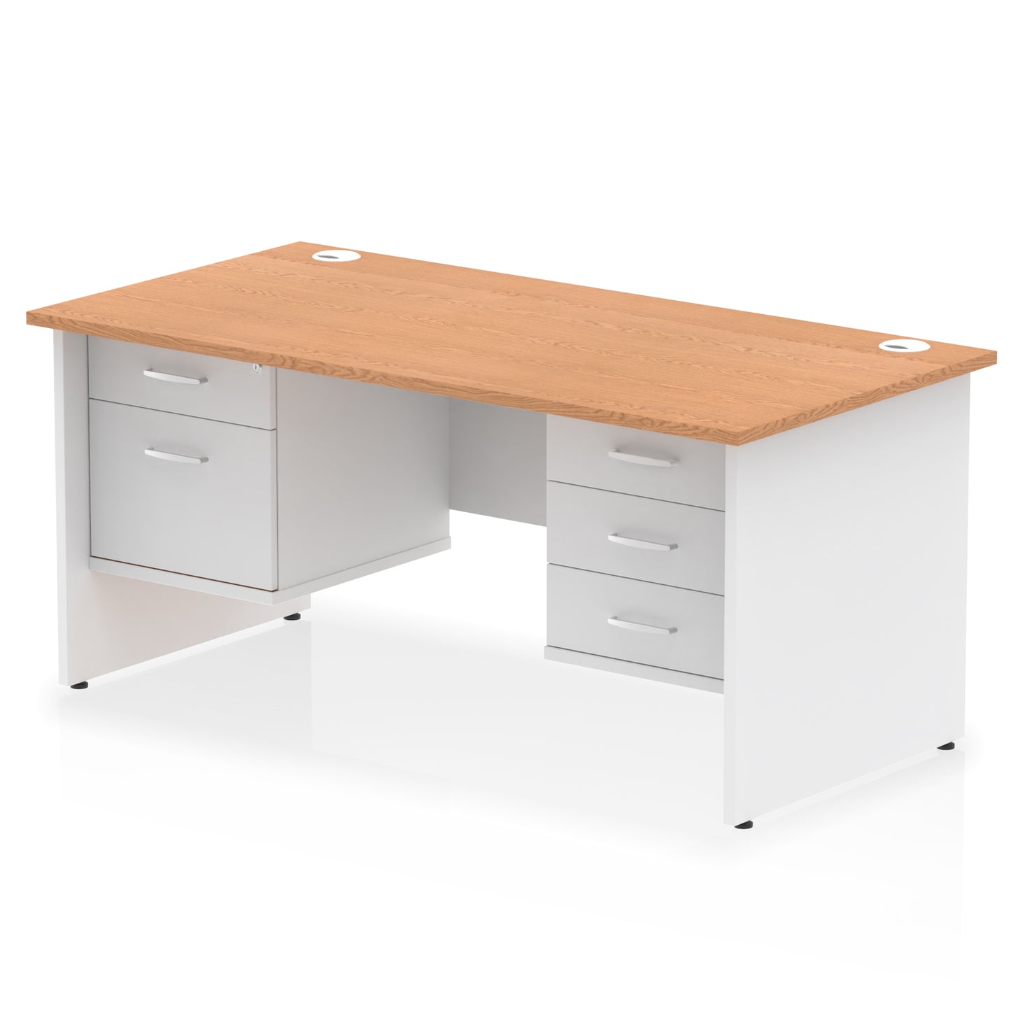 Impulse Panel End Straight Desk With Two Fixed Pedestal - 1600mm - Multiple Colour Options