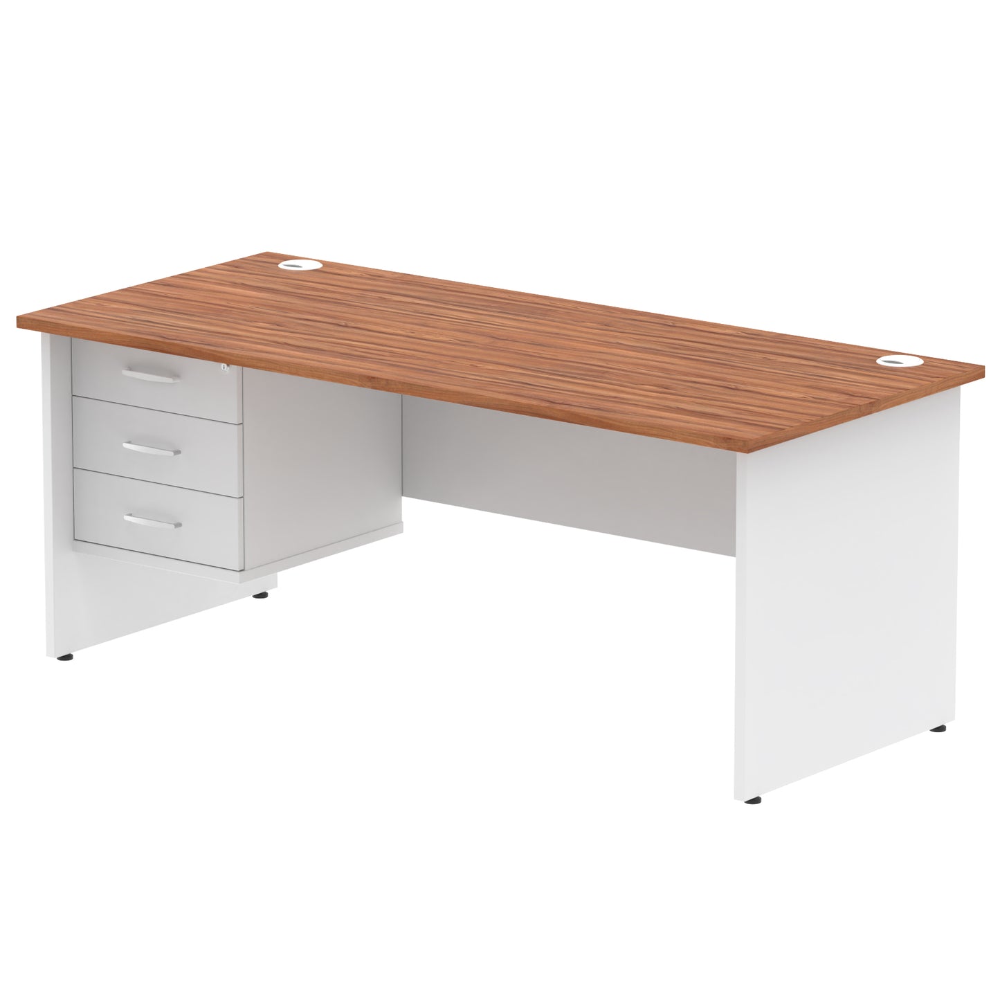Impulse Panel End Straight Desk With Single Fixed Pedestal - 1800mm - Multiple Colour Options