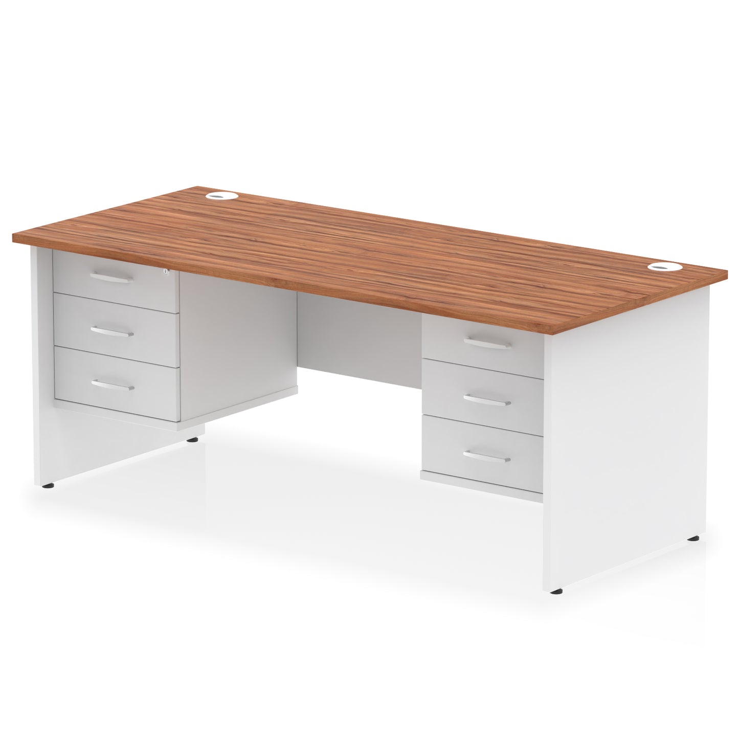 Impulse Panel End Straight Desk With Two Fixed Pedestal - 1800mm - Multiple Colour Options
