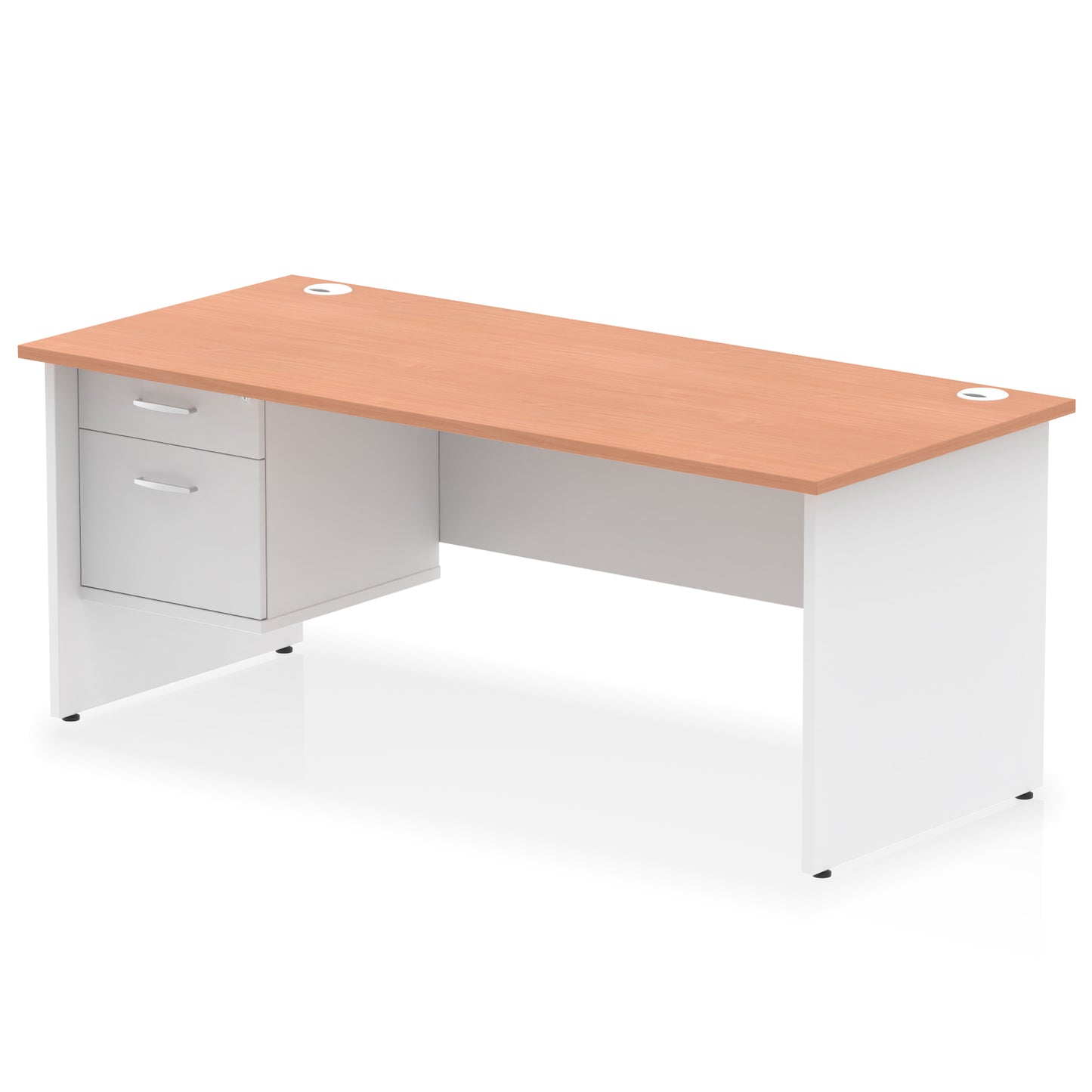 Impulse Panel End Straight Desk With Single Fixed Pedestal - 1800mm - Multiple Colour Options