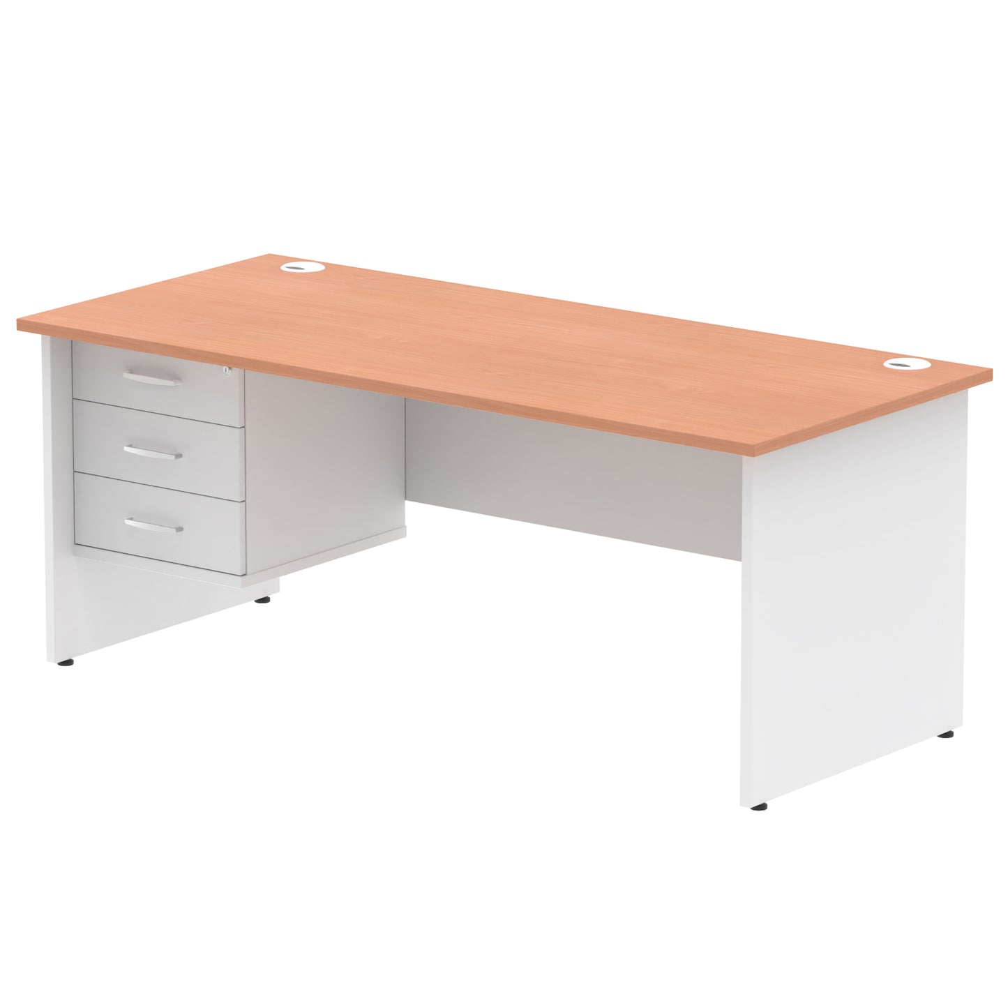 Impulse Panel End Straight Desk With Single Fixed Pedestal - 1800mm - Multiple Colour Options