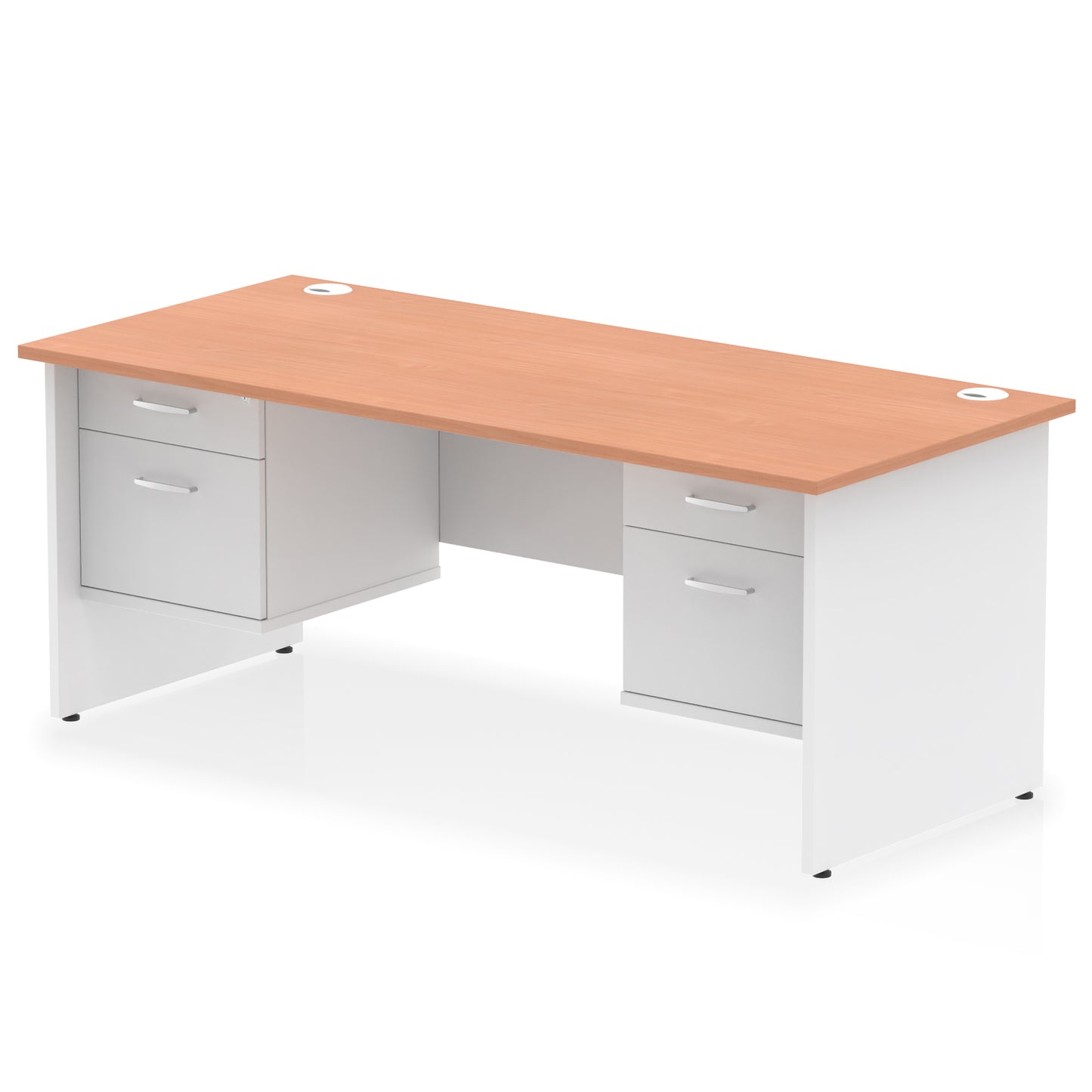 Impulse Panel End Straight Desk With Two Fixed Pedestal - 1800mm - Multiple Colour Options